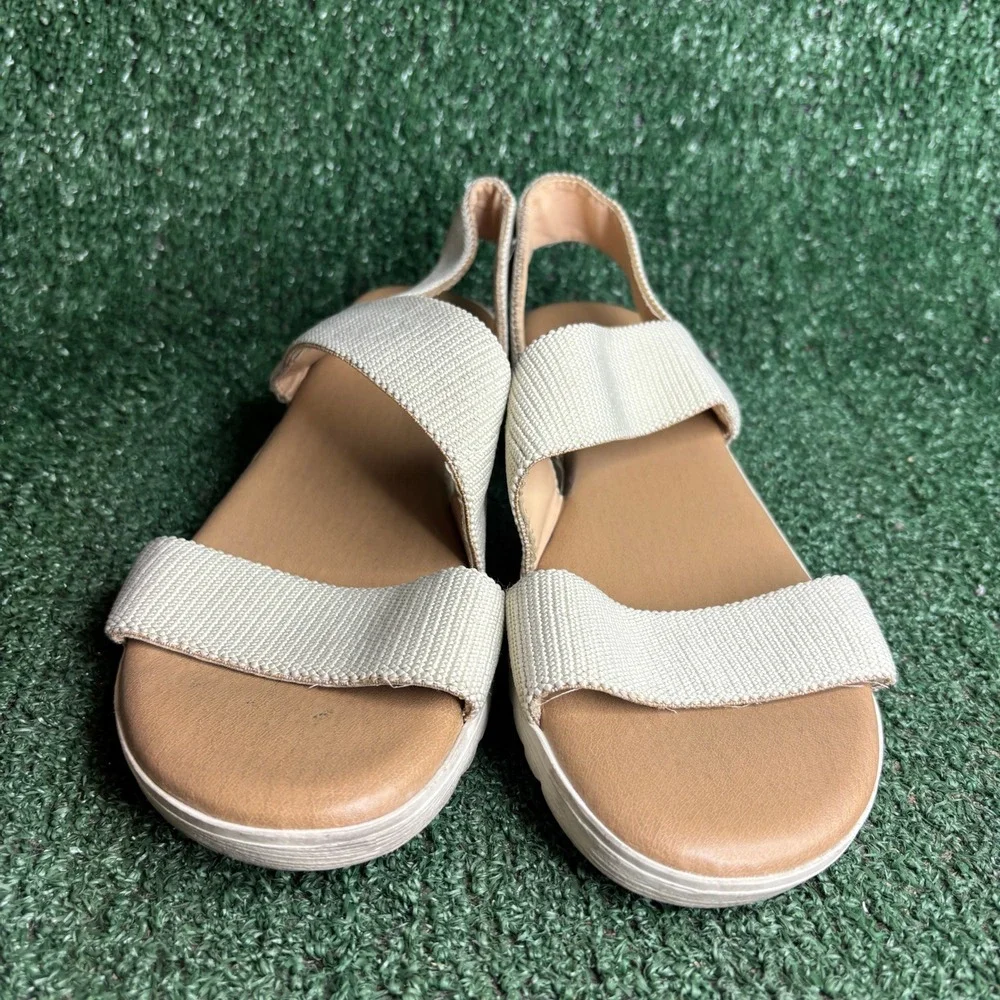Kensie Emme Elastic Strap Platform Comfort Casual Slingback Sandal Beige Women 9